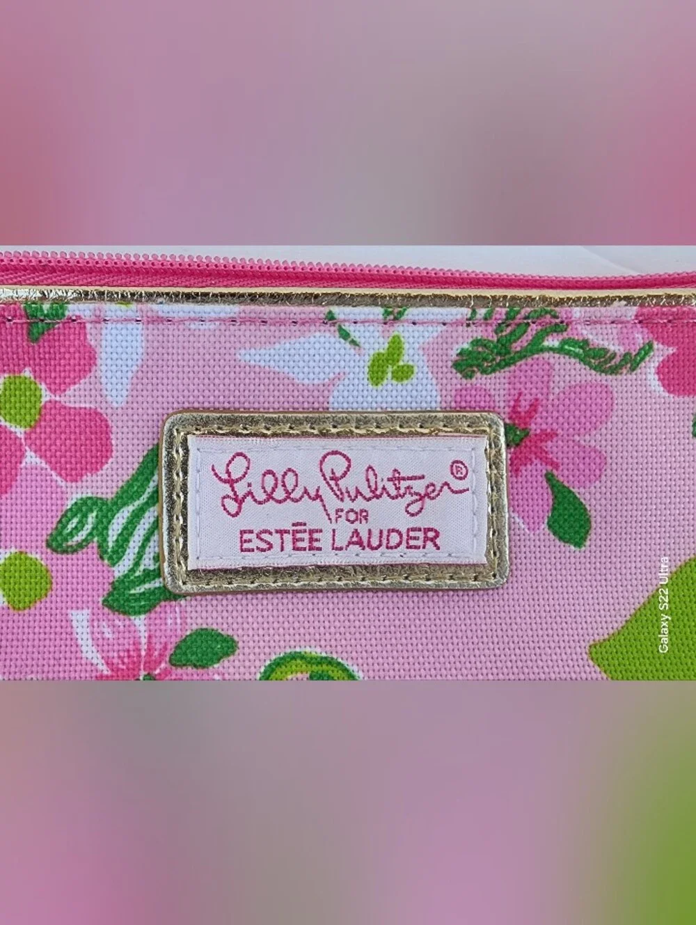 Lilly Pulitzer Pink Floral Zip Cosmetic Pouch!
